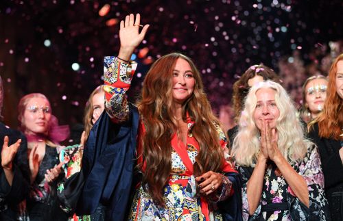 Camilla Franks  made a triumphant appearance at her closing show of Australian Fashion Week. Picture: AAP