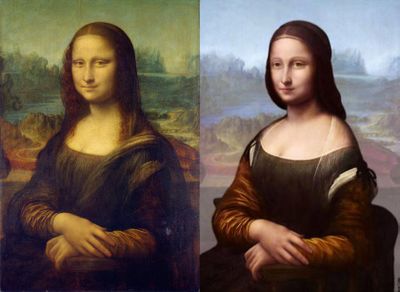 There's a second,
crappier Mona Lisa under the first