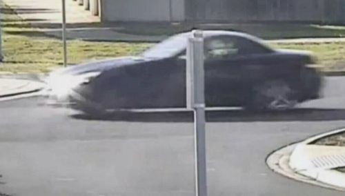 It's alleged Karen's body is inside this black Mercedes-Benz caught on CCTV the morning the prosecution alleges she was murdered. Picture: Supplied
