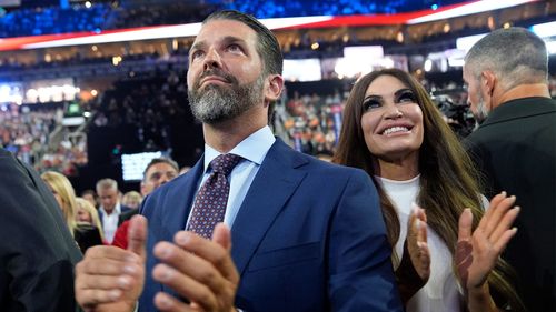 Donald Trump Jr., and his fiancé Kimberly Guilfoyle at the 2024 Republican National Convention.