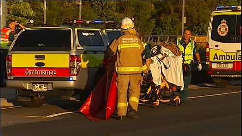 The man was rushed to hospital with severe leg injuries. (9NEWS)