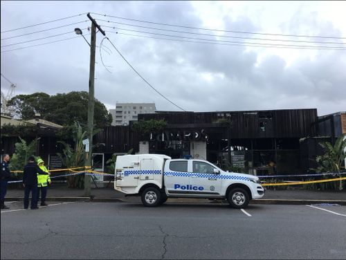 Two employees at the bar are believed to have locked up and left the building at 11.30pm last night, 40 minutes before flames were noticed leaping from the premises. Picture: NBN/Georgia Maher.