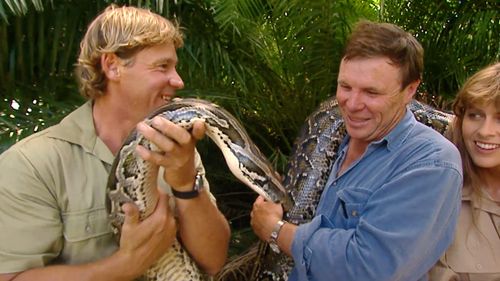 Charles Wooley with Steve and Terri Irwin.