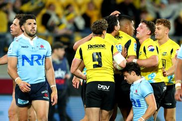 The Waratahs during the round 11 Super Rugby Pacific match against the Hurricanes.