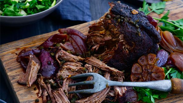 Jacqueline Alwill's slow cooked bolar roast with almond sauce