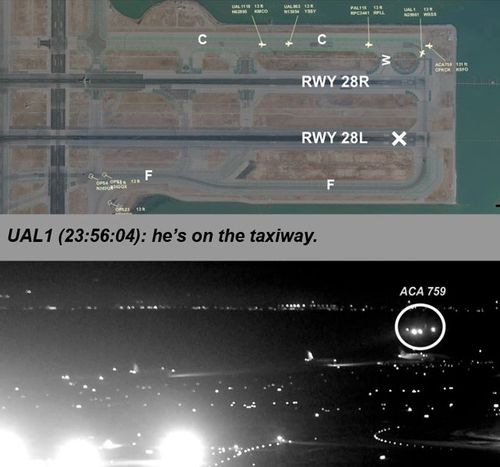 Images released by the National Transportation Safety Board (NTSB) shows Air Canada flight 759 (ACA 759) attempting to land at the San Francisco International Airport in San Francisco on July 7
