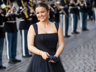 Princess Isabella arrives to celebrate her birthday with a birthday performance at the Royal Theatre's Old Stage in Copenhagen, Tuesday, April 15, 2025. 