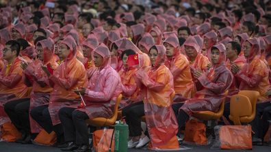 Il centenario della fondazione del Partito Comunista Cinese in Piazza Tiananmen a Pechino.