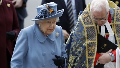 Queen Elizabeth II arrives to attend the annual Commonwealth Day Service