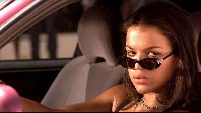 Michelle Rodriguez in the movie Fast and the Furious driving