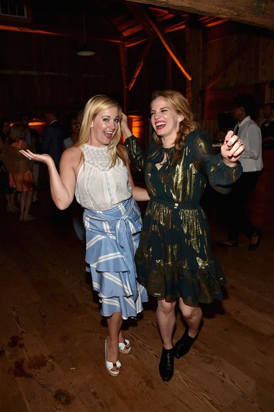 Melissa Joan Hart and Anna Chlumsky at the Net-a-porter x GOOD+ dinner at the Seinfeld's estate.