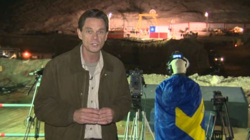 Penfold covering the rescue of 33 Chilean miners in 2010. (9NEWS)