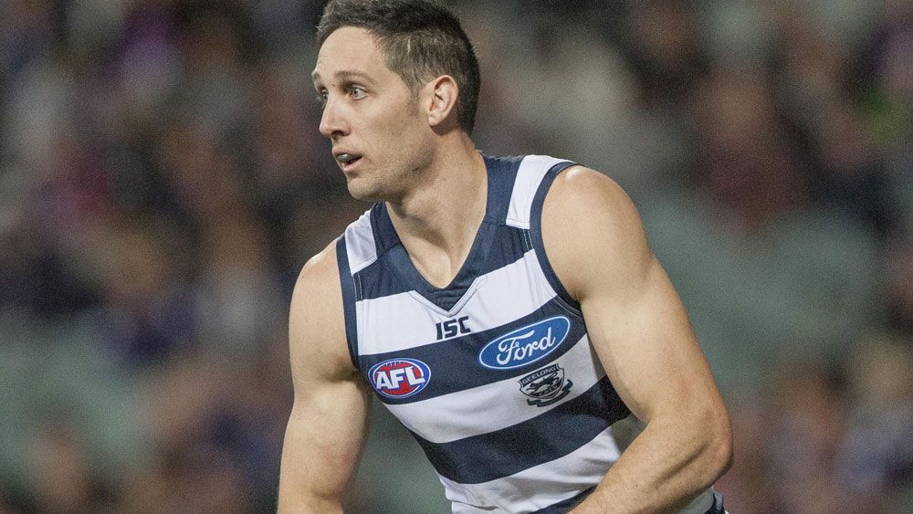 Geelong veteran Harry Taylor has concerns over the effect of the AFL's gambling ads on young fans. (AAP) 