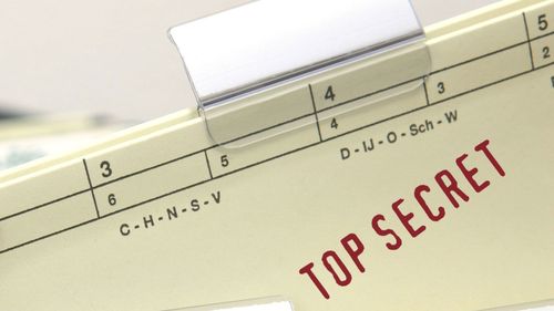 A security file marked "top secret".