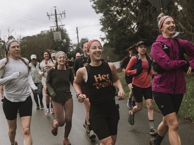 Sam Gash runs with women for a Her Trails trek.