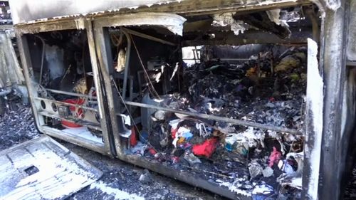 The bus passenger's possessions were also destroyed in the blaze. (9NEWS)