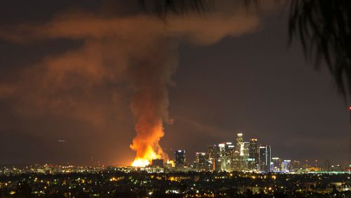 The fire was seen across the LA skyline. (AAP)