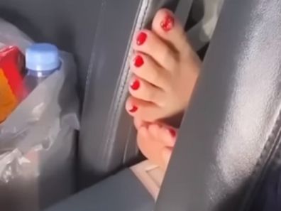 Feet on seat during flight recently