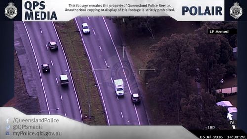 Polair tracked Jackson's erratic driving, before losing track of the third stolen car - a Hyundai Getz. (QPS)