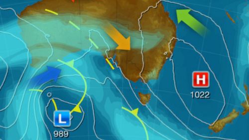 The system is set to bring decent showers, wind and rain to the south of Australia. (Weatherzone)