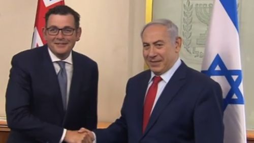 Victorian Premier Daniel Andrews and Israeli Prime Minister Benjamin Netanyahu. (AAP)