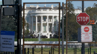 Security fencing surrounds the White House in Washington, Tuesday, Nov. 3, 2020, on election day. (AP Photo/Susan Walsh)