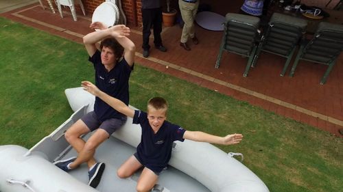 The brothers had no food nor water in the tiny inflatable boat. (9NEWS)