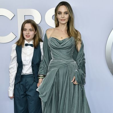 Vivienne Jolie-Pitt and Angelina Jolie attend the 77th Annual Tony Awards at David H. Koch Theater at Lincoln Center on June 16, 2024