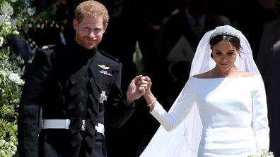 Prince Harry and Meghan Markle leave St George's Chapel in Windsor Castle after their wedding.