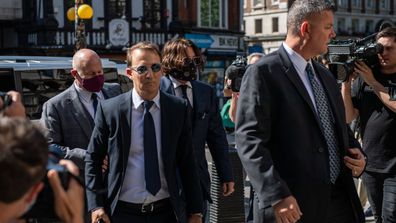 Johnny Depp arrives at The Royal Courts of Justice on the Strand on July 7, 2020 in London, England