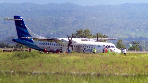Garuda plane skids off runway on Indonesian holiday island