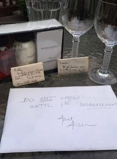 Couples wait nine years to open mystery wedding gift containing 'secret' to a happy marriage