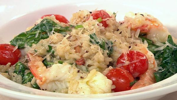 Prawn and spinach risotto