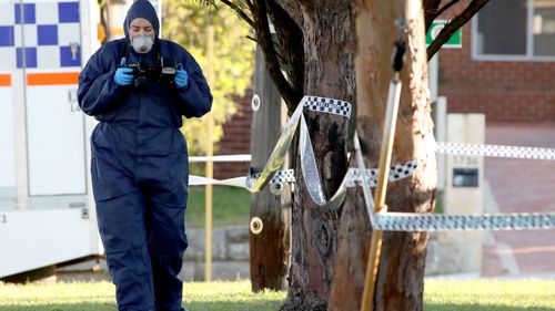Police forensics at the home of the family found dead in Perth.