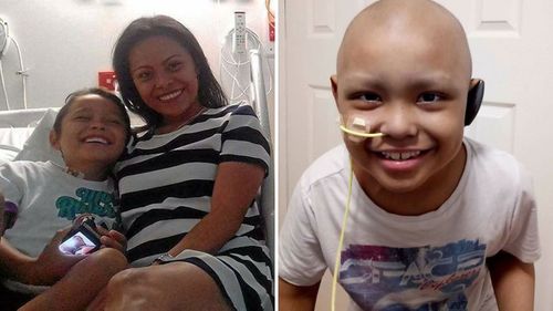 Catherine Murdoch and her son Micah, who has Leukaemia.