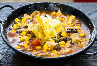 Chicken and black bean tortilla soup