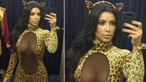 Purrfect: Kim Kardashian in see-through Halloween costume