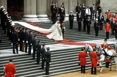 Charles and Diana leaving the cathedral after their wedding in 1981.
