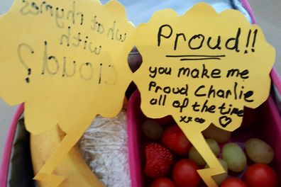 The note mentions Michael is proud of his daughter, Charlie.