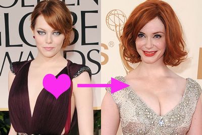 Red hot Emma Stone can't resist fellow flame-haired Christina Hendricks. "Everything about her does it for me," she swooned to <i>The Advocate<i>, "That's my kind of woman."