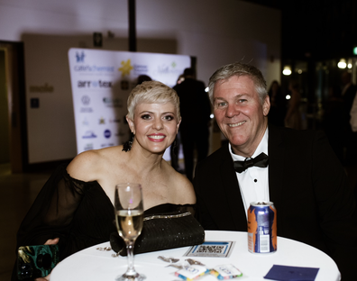 Becky Sinclair with her husband at a cancer charity ball.