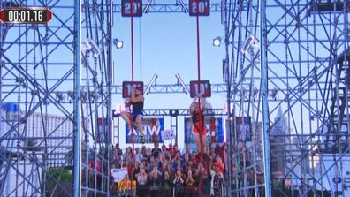 Bryson and Adam faced off on a rope climb on Ninja Warrior: Australia Vs The World.