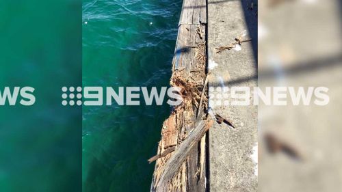 An eye witness told nine.com.au the Ocean Wave was travelling at 6 knots (11kph) when it smashed into the Manly wharf without warning. (Source: Nine.com.au)