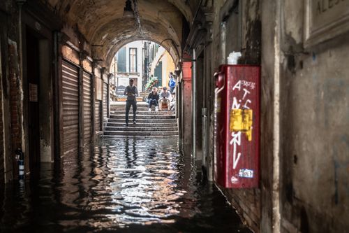 Water levels reached 1600cm, making some of the ancient alleyways dangerous to negotiate.