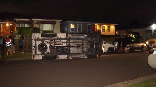 A ute flipped in Seven Hills