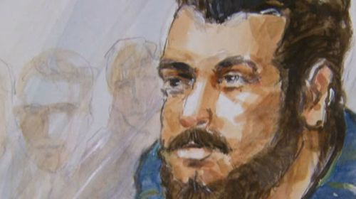 A court sketch of terror suspect Omarjan Azari.