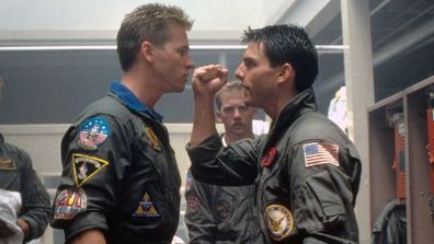 Tom Cruise and Val Kilmer on Top Gun.