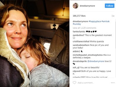 Gorgeous Drew Barrymore and her sweet baby Ivy.