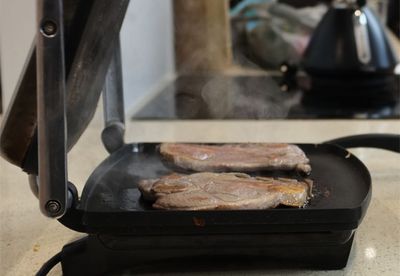 Lamb chops on a toasted sandwich machine