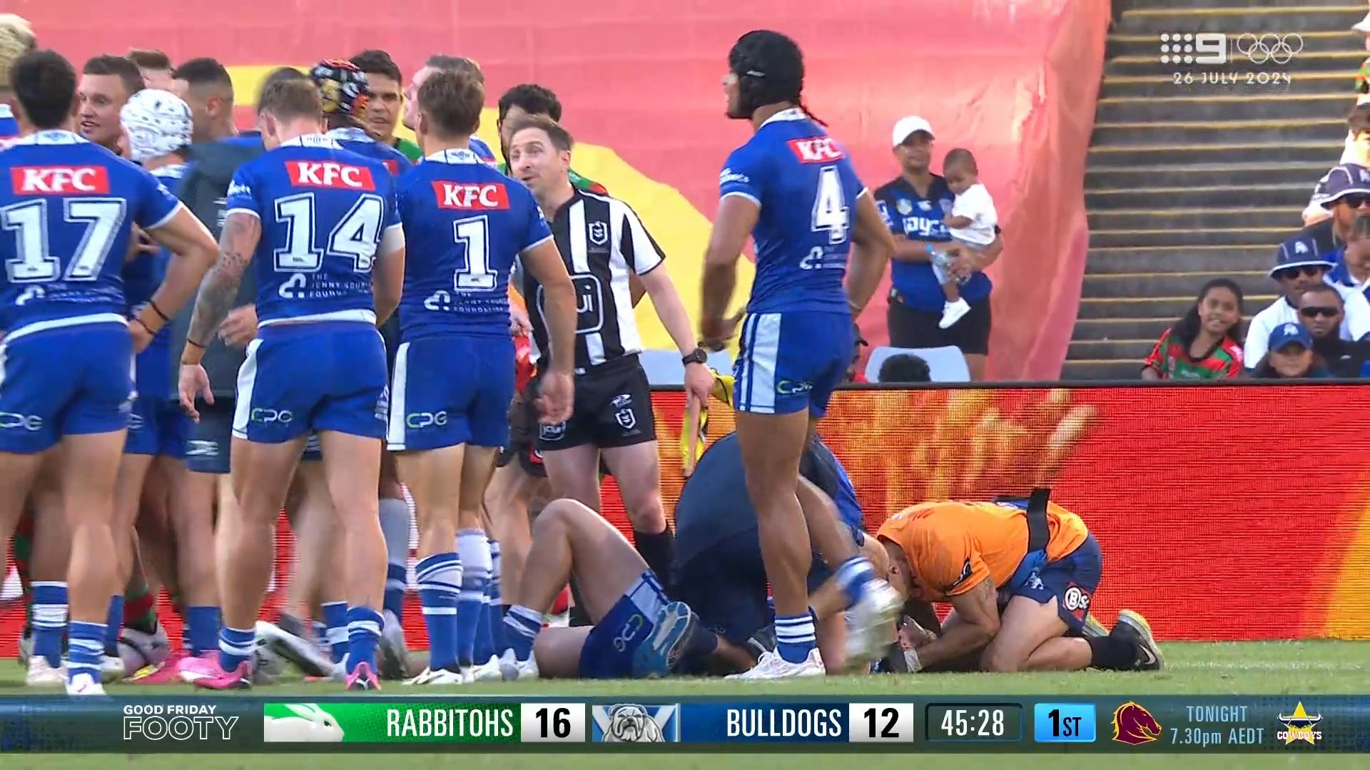 Jacob Preston returned to the field with broken jaw after brutal head clash against Rabbitohs